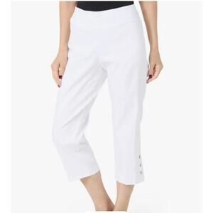 NWT ZAC & RACHEL Ultimate Fit Grommet Capri Pants L Coastal Beachy Spring